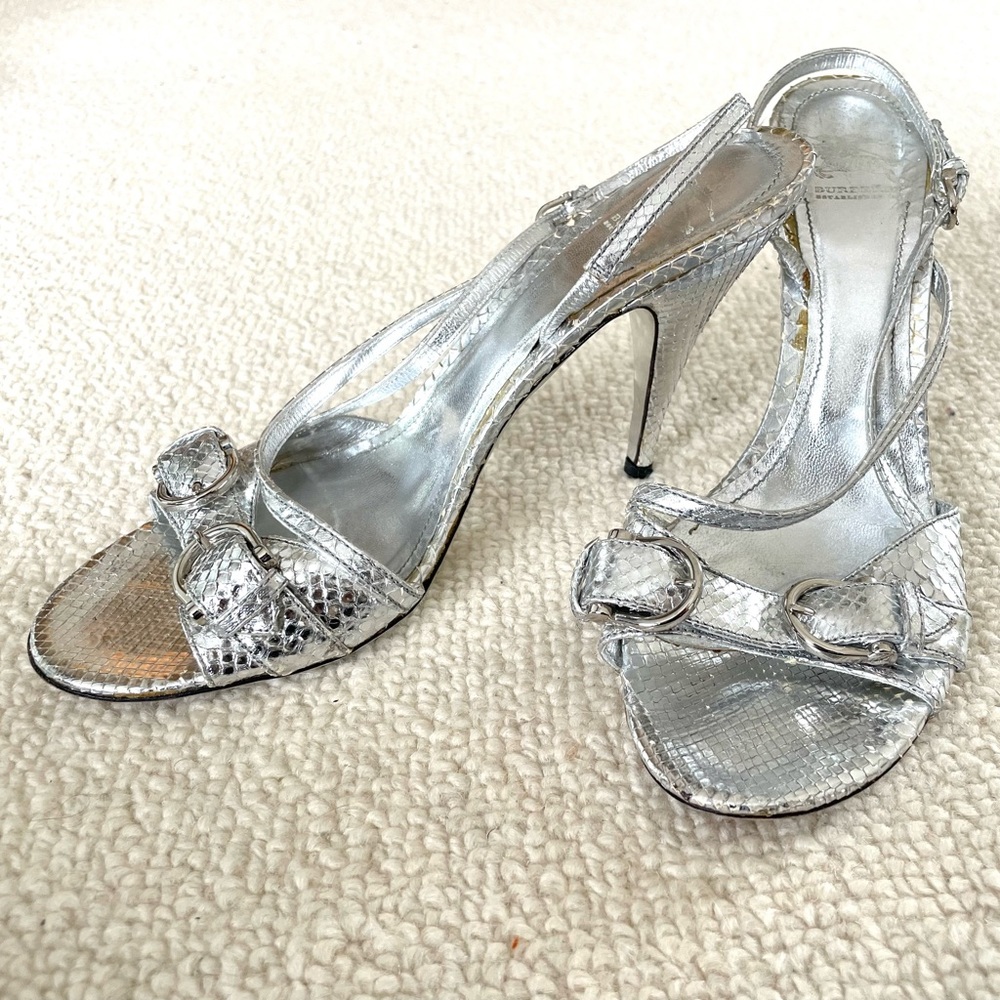 Burberry Silver Python Sandals - image 3